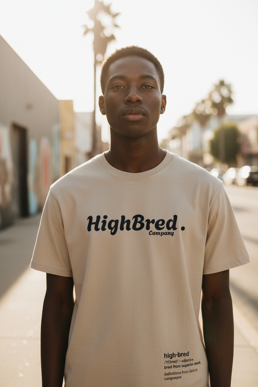 Beige HighBred Company T-Shirt - Male Model